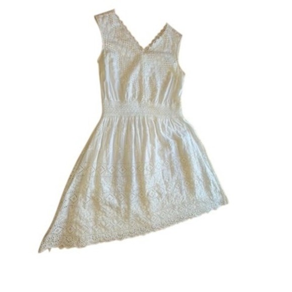 Roller Rabbit Womens White Eyelet Lace Sleeveless Smocked Waist Dress Size M - Picture 4 of 12